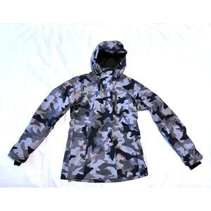 Columbia Women's Inner Limits II Raincoat Omni Tech Hooded Camo Black Gray XS